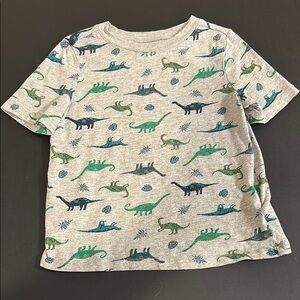 Old Navy Gray and Green Short Sleeve Tee with Playful Dinosaur Print